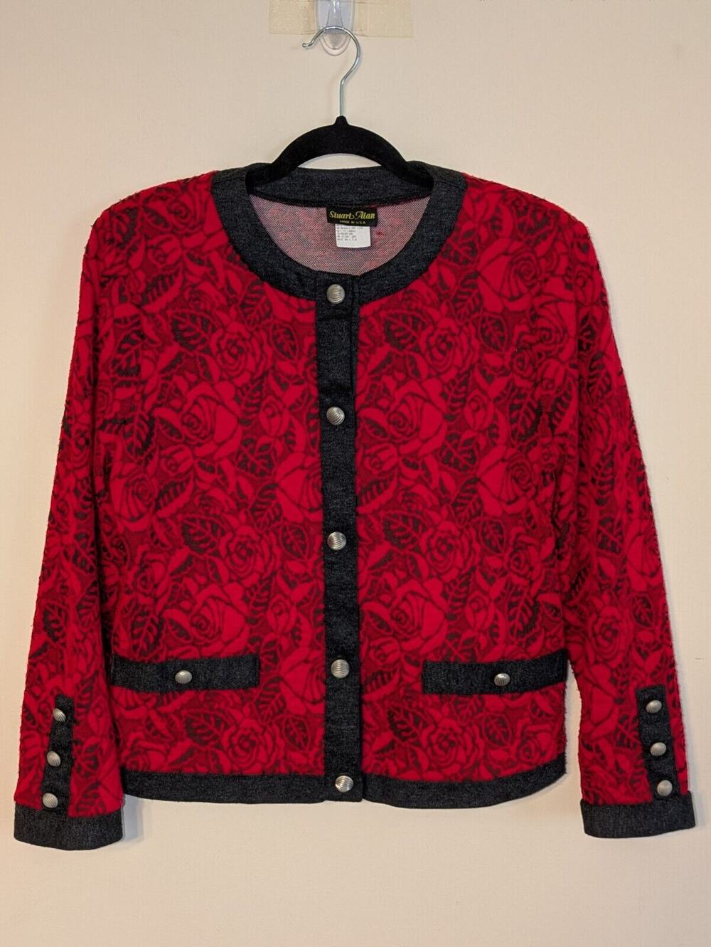 Stuart Alan Women's Sz 10 Long Sleeve Floral Brocade Button Front Blazer Jacket